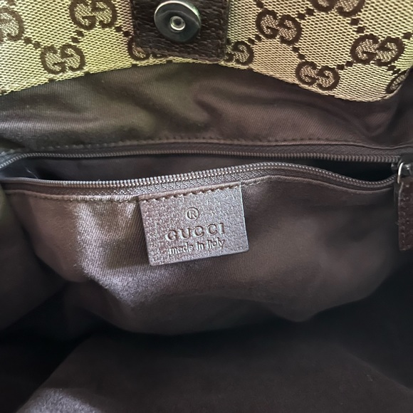 Authentic Gucci Tote Bag GG Canvas Brown Cinghiale Leather Great Condition! - Picture 3 of 16